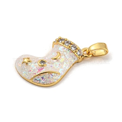 Christmas Brass Micro Pave Cubic Zirconia Pendants&nbsp;KK-H468-02C-01G