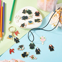16Pcs 16 Styles Graduation Season Theme Alloy Enamel Pendants&nbsp;ENAM-TA0002-70