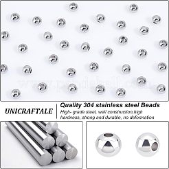304ステンレススチールビーズ  ラウンド  ビーズコンテナ付  ステンレス鋼色  6mm  穴：2~3mm  約100個/箱&nbsp;STAS-UN0001-60P