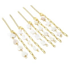 304 Stainless Steel Paperclip Chain & Natural Shell Star Heart Moon Link Chain Bracelet Making&nbsp;AJEW-JB01608