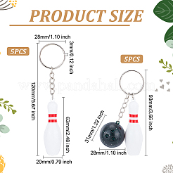 10Pcs 2 Style Bowling & Bowling Pin ABS Plastic Pendant Keychain&nbsp;KEYC-OC0001-43