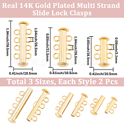 6Pcs 3 Styles Brass Slide Lock Clasps&nbsp;KK-BBC0027-56
