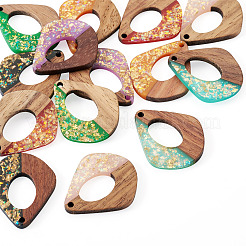 14Pcs 7 Colors Opaque Resin and Walnut Wood Pendants&nbsp;RESI-TA0005-11