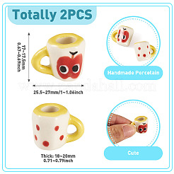2Pcs Handmade Porcelain Mug Cup Decoration&nbsp;PORC-TA0001-55F