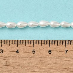 電気メッキシェルパールビーズ連売り  ティアドロップ  フローラルホワイト  6x4mm  穴：0.1mm  約60~61個/連  16.14''~16.34''（40~41.5センチメートル）&nbsp;BSHE-G010-4x6mm-01