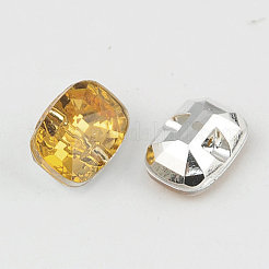 台湾アクリルラインストーンボタン  多面カット  1穴  長方形  淡いチソウ  30x21x10.5mm  穴：2mm&nbsp;BUTT-F019-30mm-30
