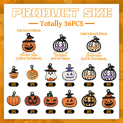 36Pcs 12 Styles Halloween Alloy Enamel Pendants&nbsp;ENAM-TA0003-51