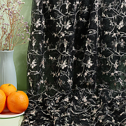 Flower Pattern Polyester Mesh Fabric&nbsp;DIY-WH0453-06A