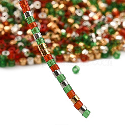 4色11/0クリスマスミユキデリカシードビーズ  db35、db704、db705、db410  ミックスカラー  1.6x1.3mm  穴：0.8mm  約10000個/50g&nbsp;SEED-X0058-22