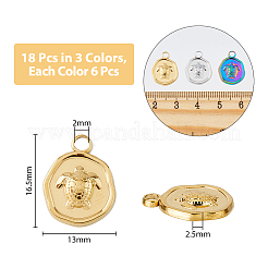 18Pcs 3 Colors Ion Plating(IP) 304 Stainless Steel Pendants Sets&nbsp;STAS-DC0014-12