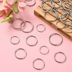 60 個 3 スタイル鉄スプリットキーホルダー  キーホルダーのパーツ  プラチナ  20~30x2~3mm  内径：17~26mm  20個/スタイル&nbsp;IFIN-YW0003-34