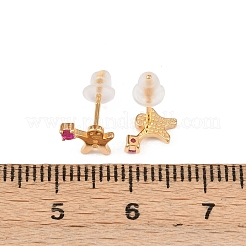 925スターリングシルバーキュービックジルコニアスタッドピアス  ゴールドカラー  ジンジャーブレッドマン  6x7mm&nbsp;EJEW-F394-01A-G