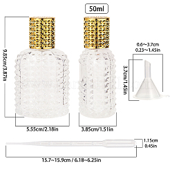 DIY香水瓶キット  ガラススプレーボトル付き  プラスチック漏斗ホッパーとドロッパー  透明  ボトル：9.85x5.55x3.85cm  容量：約50ミリリットル  2個/セット&nbsp;DIY-GF0001-24