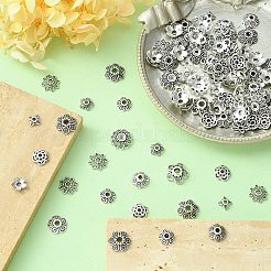 10 スタイルのチベットスタイル合金ビーズキャップ  花  アンティークシルバー  6~14mm  穴：1.3~2mm  約100個/袋  10スタイル/10個&nbsp;TIBE-YW0001-47AS