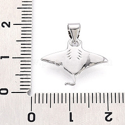 真鍮チャーム  マンタ/魚のチャーム  プラチナ  13~3.5x18x2.5mm  穴：3.5x5~5.5mm&nbsp;KK-T080-17P