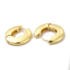女性用ラックメッキ真鍮ドーナツフープピアス  鉛フリー＆カドミウムフリー  18KGP本金メッキ  24x22x4mm  ピン：0.6mm&nbsp;EJEW-G342-11G