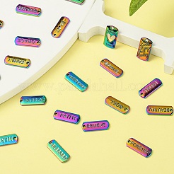 25個25スタイルアロイペンダント  単語の楕円形と長方形  虹色  20~21x8~10x1.5~2mm  穴：1.2~2mm  1個/スタイル&nbsp;FIND-YW0001-35