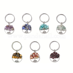 7Pcs Natural & Synthetic Mixed Stone Tree of Life Keychains&nbsp;KEYC-JKC01369