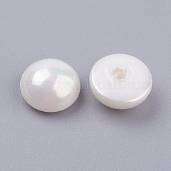 シェルパール片穴ビーズ  半円  ホワイト  8x4.5~5mm  穴：1mm&nbsp;BSHE-G011-01-8mm