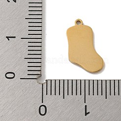 クリスマステーマ 304 ステンレススチール エナメルチャーム  14KGP本金メッキ  クリスマスソックス  14x8x1mm  穴：1mm&nbsp;STAS-Z093-02H