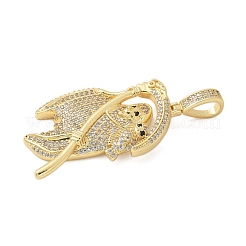 Brass Micro Pave Cubic Zirconia Pendants&nbsp;KK-P293-35C-G