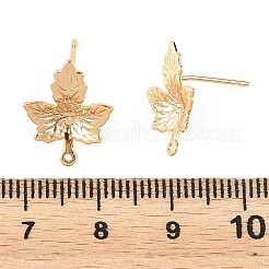 シェグレース 真鍮製スタッドピアス金具  カエデの葉  カン付き  カドミウムフリーと鉛フリー＆ニッケルフリー  長持ちメッキ  18KGP本金メッキ  16x12mm  穴：1mm  ピン：11x0.7mm&nbsp;XGRQ64513-861G