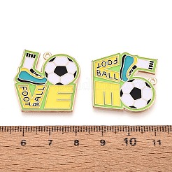 合金エナメルチャーム  愛の言葉が書かれたサッカー  ゴールドカラー  シャンパンイエロー  26x26x1mm  穴：1.2mm&nbsp;ENAM-T025-01G-16