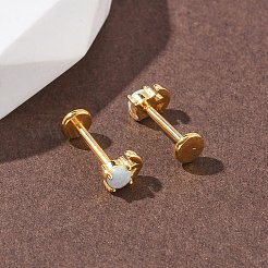 304 Stainless Steel Synthetic Opal Stud Earrings&nbsp;EJEW-B143-01G-03