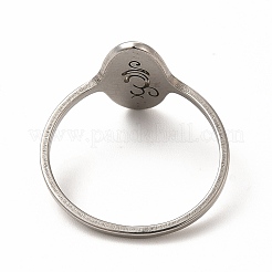 変色しない201ステンレススチール製ヨガテーマの指輪（女性用）  ステンレス鋼色  内径：18mm&nbsp;RJEW-K239-16P