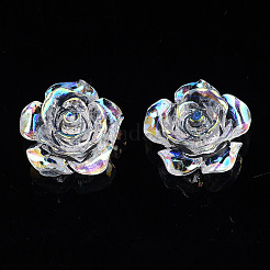 クリア樹脂カボション  ABカラーメッキ  花バラ  クリアAB  15x14x6mm&nbsp;CRES-N030-001B-06