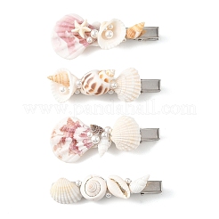 4Pcs 4 Styles Natural Shell Alligator Hair Clips&nbsp;PHAR-TA000014