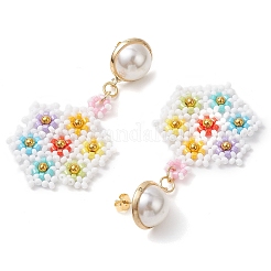 Glass Seed Beads Dangle Stud Earrings&nbsp;EJEW-MZ00324