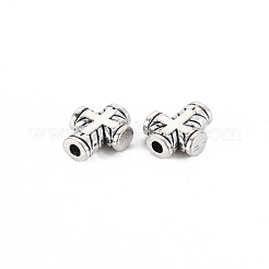 チベット風合金ビーズ  クロス  カドミウムフリー＆鉛フリー  アンティークシルバー  10x8.5x3mm  穴：1.8mm  約1170個/1000g&nbsp;TIBEB-N005-049