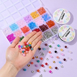 DIY ガラス ラウンド ビーズ ブレスレット 作成キット  ミックスカラー  8x1mm&nbsp;DIY-YW0012-08