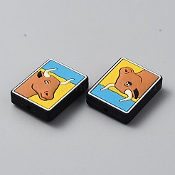 タロットシリコンビーズ  長方形  きいろ  牛  30x23x8.5mm  穴：2mm&nbsp;SIL-CJC0017-01A