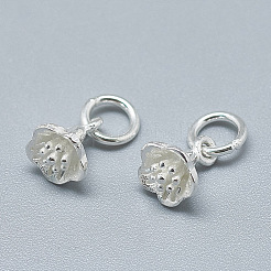 925スターリングシルバーチャーム  丸カン付き  花  銀  9x6.5x6mm  穴：4mm&nbsp;STER-T002-49S