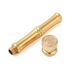 Golden Tone Brass Wax Seal Stamp Head with Bamboo Stick Shaped Handle&nbsp;STAM-K001-05G-L