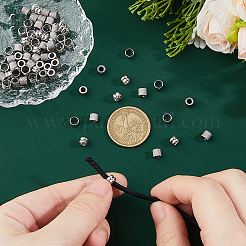 100個 2スタイル 304ステンレススチールビーズ  コラム  ステンレス鋼色  5~6x3.8~4.5mm  穴：3~4.5mm  50個/スタイル&nbsp;STAS-DC0017-28
