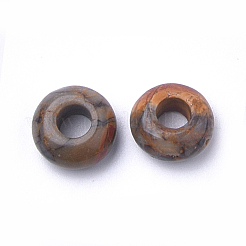 天然多色碧玉/ピカソ石/ピカソ碧玉ヨーロッパ大穴ビーズ  ロンデル  13~14x7~8mm  穴：5mm&nbsp;G-Q442-11