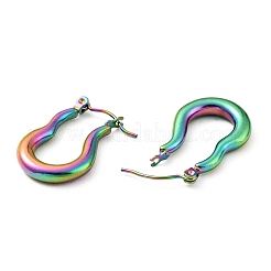 イオンプレーティング（IP）レインボーカラー 304 ステンレススチール ツイストオーバルフープピアス（女性用）  23.5x17x3.5mm  ピン：0.8mm&nbsp;EJEW-G293-07M
