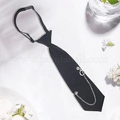 調節可能なポリエステルタイ  鉄チェーンネクタイ  ブラック  リング  286x70x22.5mm&nbsp;AJEW-WH20006-204B