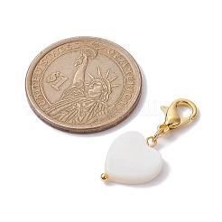 天然淡水シェルペンダント装飾  合金製カニカン付き  ハート/星/月/花  ゴールドカラー  26~29mm&nbsp;HJEW-JM01582-02