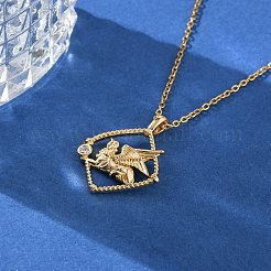 女性用真鍮クリアキュービックジルコニアペンダントネックレス  18KGP本金メッキ  ライオン  18.11インチ（46cm）  ペンダント：24x19mm&nbsp;LS-NJEW-B121-01G-03