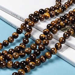 天然のグレードABタイガーアイラウンドビーズ連売り  10mm  穴：1mm  約39個/連  15インチ&nbsp;G-O047-02-10mm