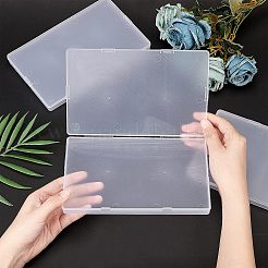 クリアプラスチックビーズ収納ケース  ヒンジ付き蓋付き  艶消し  長方形  透明  19.8x12.3x1.7cm&nbsp;CON-WH0073-75
