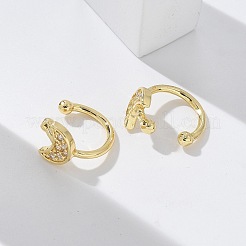 Golden Plated Brass Micro Pave Cubic Zirconia Cuff Earrings&nbsp;EJEW-L244-42G