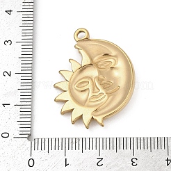 304ステンレスペンダント  月と太陽の魅力  18KGP本金メッキ  32.5x26x4mm  穴：2.5mm&nbsp;LS-STAS-D366-01F-G