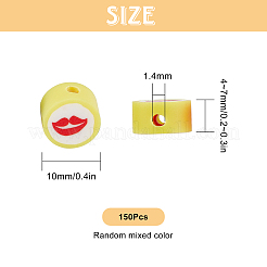 手作り樹脂粘土ビーズ連売り  ジュエリー工芸用品のDIY用  リップ付きカラム  ミックスカラー  10x4~7mm  穴：1.4mm  150pc&nbsp;CLAY-SC0001-26
