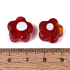 手作りランプワークビーズ  花  ファイヤーブリック  13.5~15x14.5~15x6~8mm  穴：1.2~1.6mm&nbsp;LA-N050-04D