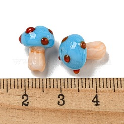 手作りランプワークビーズ連売り  キノコ  ディープスカイブルー  12~14.5x10~12mm  穴：1.2~1.8mm  約23個/連  11.61~12.60インチ（29.5~32cm）&nbsp;LAMP-N025-03O